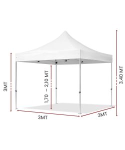 Divina Garden Gazebo Richiudibile Alluminio Esagonale Bianco 3x3m
