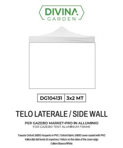 Divina Garden Telo Laterale Impermeabile Bianco per Gazebo 3x2m