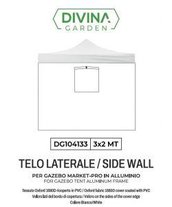 Divina Garden Telo Laterale Bianco Impermeabile con Finestra per Gazebo 3x2m