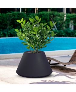 Divina Garden Vaso Tondo Conico Stromboli in Resina Antracite 60x35cm
