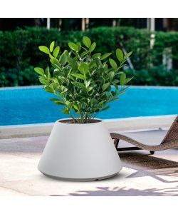 Divina Garden Vaso Tondo Conico Stromboli in Resina Bianco 60x35cm