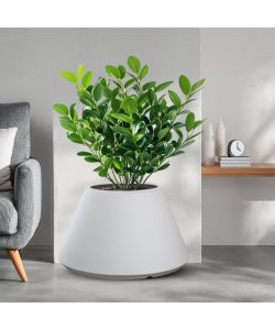 Divina Garden Vaso Tondo Conico Stromboli in Resina Bianco 60x35cm