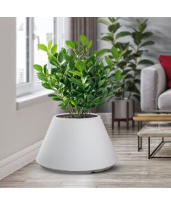 Divina Garden Vaso Tondo Conico Stromboli in Resina Bianco 60x35cm