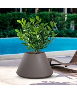 Divina Garden Vaso Tondo Conico Stromboli in Resina Tortora 60x35cm