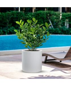 Divina Garden Vaso Cilindrico Modigliani in Resina Bianco D.36x35 cm