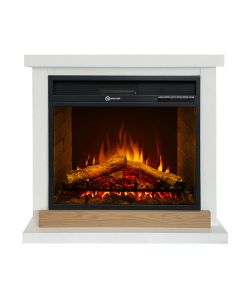 Divina Fire Camino Elettrico Stoccolma Legno Bianco 1800W - 75x28x70cm