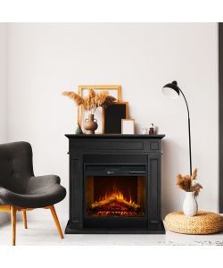 Divina Fire Camino Elettrico Jefferso MDF Nero 1800W - 89,5x28x90,5 cm