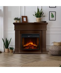Divina Fire Camino Elettrico Cambridge MDF Noce 1800W - 110x36x100cm