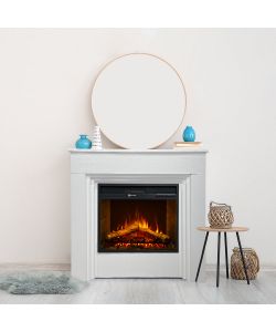 Divina Fire Camino Elettrico Bellini Legno Bianco 1800W - 96x35xH96 cm