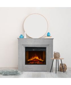 Divina Fire Camino Elettrico Bellini Legno Effetto Cemento 96x35x96 cm