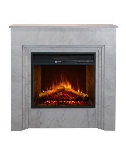 Divina Fire Camino Elettrico Bellini Legno Effetto Marmo Bianco H96 cm