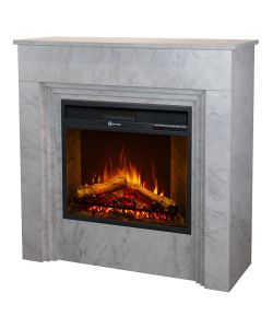 Divina Fire Camino Elettrico Bellini Legno Effetto Marmo Bianco H96 cm