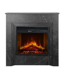 Divina Fire Camino Elettrico Bellini in Legno Effetto Marmo Nero H96cm