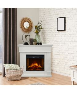 Divina Fire Camino Elettrico Angolare Ford Bianco 1800W - 110x63x102cm