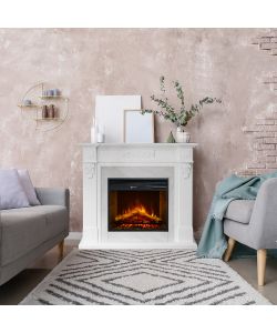 Divina Fire Camino Elettrico Truman MDF Bianco Marmo 1800W 121xH108cm