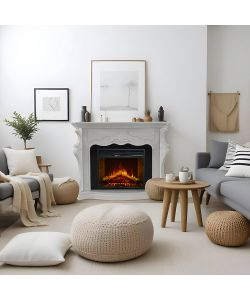 Divina Fire Camino Elettrico Parigi MDF Bianco Elegante 1800W - H100cm