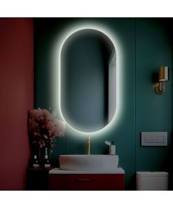 Divina Home Specchio da Bagno Olivia Ovale Retroilluminato 50x90 cm