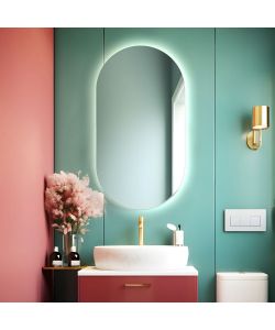 Divina Home Specchio da Bagno Olivia Ovale Retroilluminato 50x100 cm