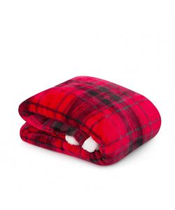 Plaid Tartan Rosso 130x160 cm in Flanella con Retro Sherpa