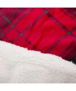 Plaid Tartan Rosso 130x160 cm in Flanella con Retro Sherpa