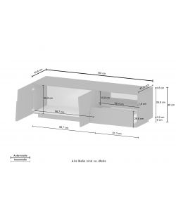 Porta TV Lowboard 150 Pongo Bianco Laccato
