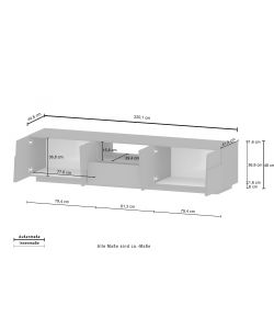 Porta TV Lowboard 220 Pongo Antracite Opaco