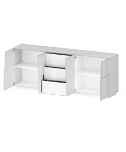 Web Furniture Credenza Pongo Sideboard 220 Bianco Laccato - 220x44x86 cm - Arredo Moderno