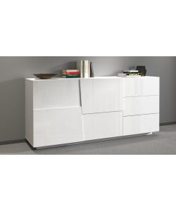 Web Furniture Madia Pongo Sideboard 180 Bianco Laccato - 180x44x86 cm - Mobile Contenitore Moderno