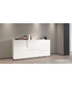 Web Furniture Madia Pongo Sideboard 180 Bianco Laccato - 180x44x86 cm - Mobile Contenitore Moderno