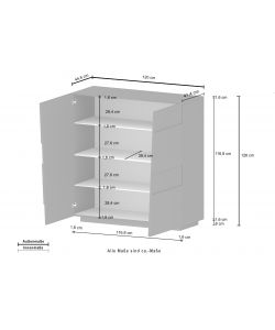 Web Furniture Credenza Pongo Highboard 120 Bianco Laccato - 120x44x126