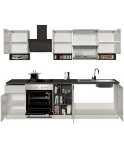 Web Furniture Cucina componibile lineare 256cm Bianco e Grigio moderna