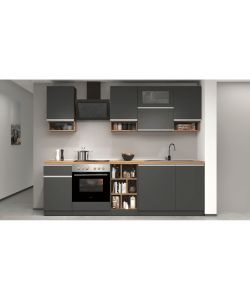 Cucina componibile 256cm antracite e rovere - Design moderno