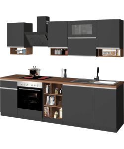 Cucina componibile 256cm antracite e rovere - Design moderno