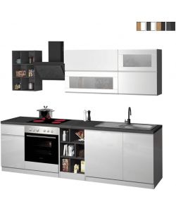 Web Furniture Cucina moderna lineare 256 cm componibile Bianco - Grigio