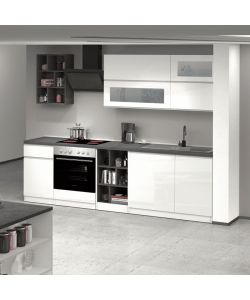 Web Furniture Cucina moderna lineare 256 cm componibile Bianco - Grigio