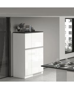 Web Furniture Set Mobili Copri Frigo e Portaspezie Bianco/Grigio 60x60 cm