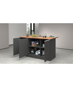 Isola Credenza Moderna Antracite/Rovere Wotan - 155x90x90 cm