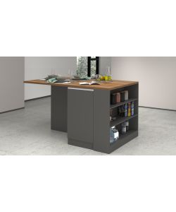 Web Furniture Isola Credenza Antracite e Rovere Wotan - 160x90x90 cm