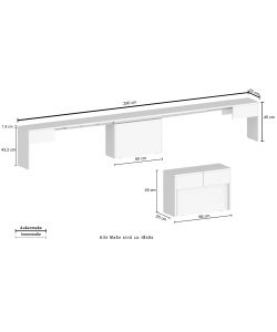 Set 2 Panche A+B Per Consolle  Bianco Lucido