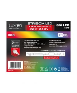 Luxen Striscia LED RGB 5m 40W - con Spina Schuko e Telecomando