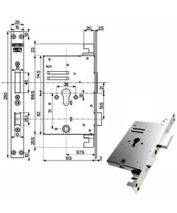 Serratura Infilare Ferro Triplice 89B75 Mottura