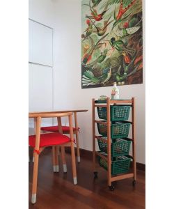 Carrello Cucina in Legno di Faggio Noce - 37x30x85 cm