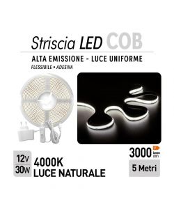 Suprema Striscia LED 5m Flessibile Adesiva - Luce Naturale 30W 3000lm