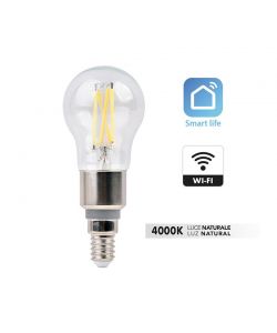 Lampadina mini sfera LED P45 FILAM SM WIFI 75W 4000K Dim