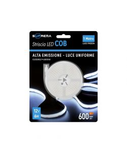 Suprema Striscia LED Adesiva Flessibile COB 1m Luce Fredda - 6W 600lm