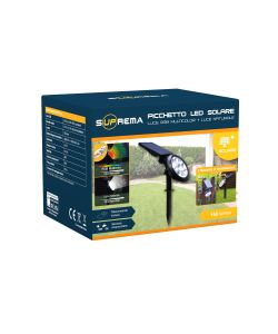 Suprema Picchetto Solare RGB con Sensore Crepuscolare Nero 150 lumen