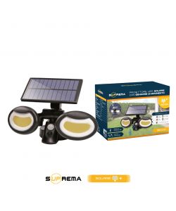 Suprema Proiettore LED Solare Nero con Sensore di Movimento - 800lm