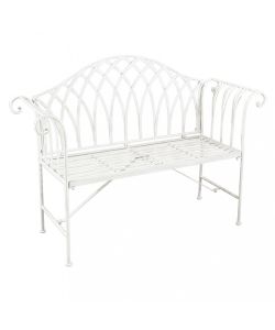 Cosma Panca in Ferro 2 Posti Bianco Stile Provenzale 128x40x93 cm