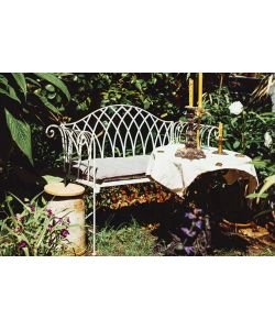 Cosma Panca in Ferro 2 Posti Bianco Stile Provenzale 128x40x93 cm