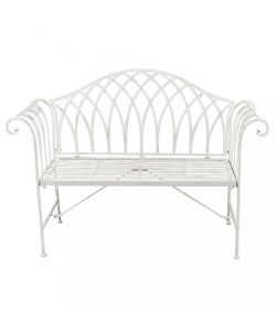 Cosma Panca in Ferro 2 Posti Bianco Stile Provenzale 128x40x93 cm